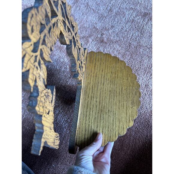 Handmade Amishmade Hummingbird Floral Wooden Shelf Decor Saw Cut - Picture 6 of 8